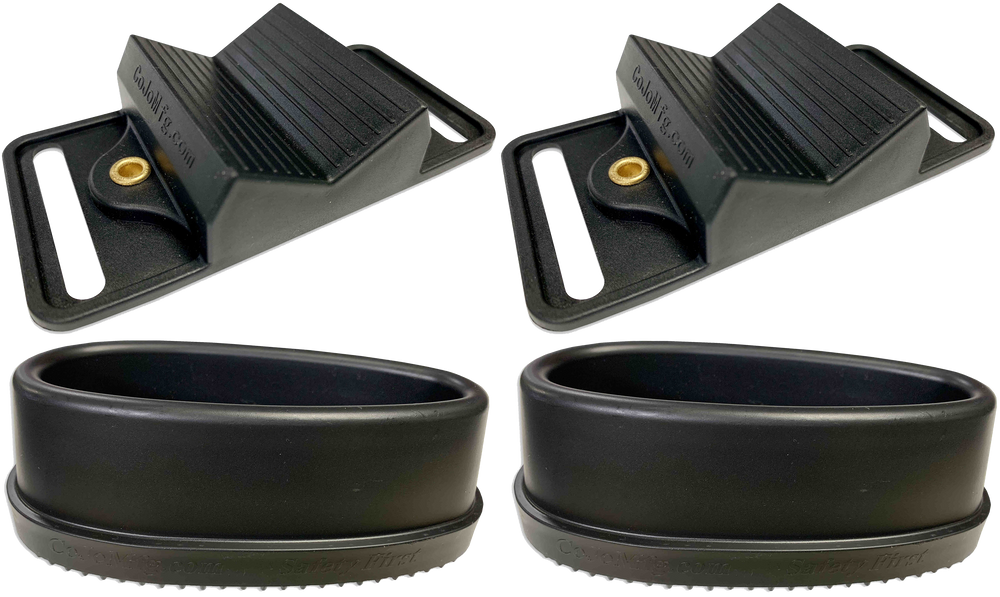 2 gun racks used to hold a shot gun or rifle securely in a duck blind or deer stand
